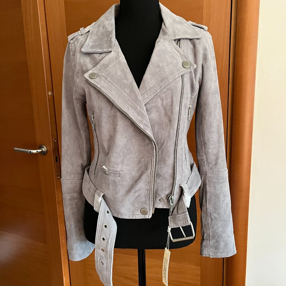 BLANK NYC Leather Moto Jacket in Cloud Grey Suede Size S NWT - Picture 9 of 9